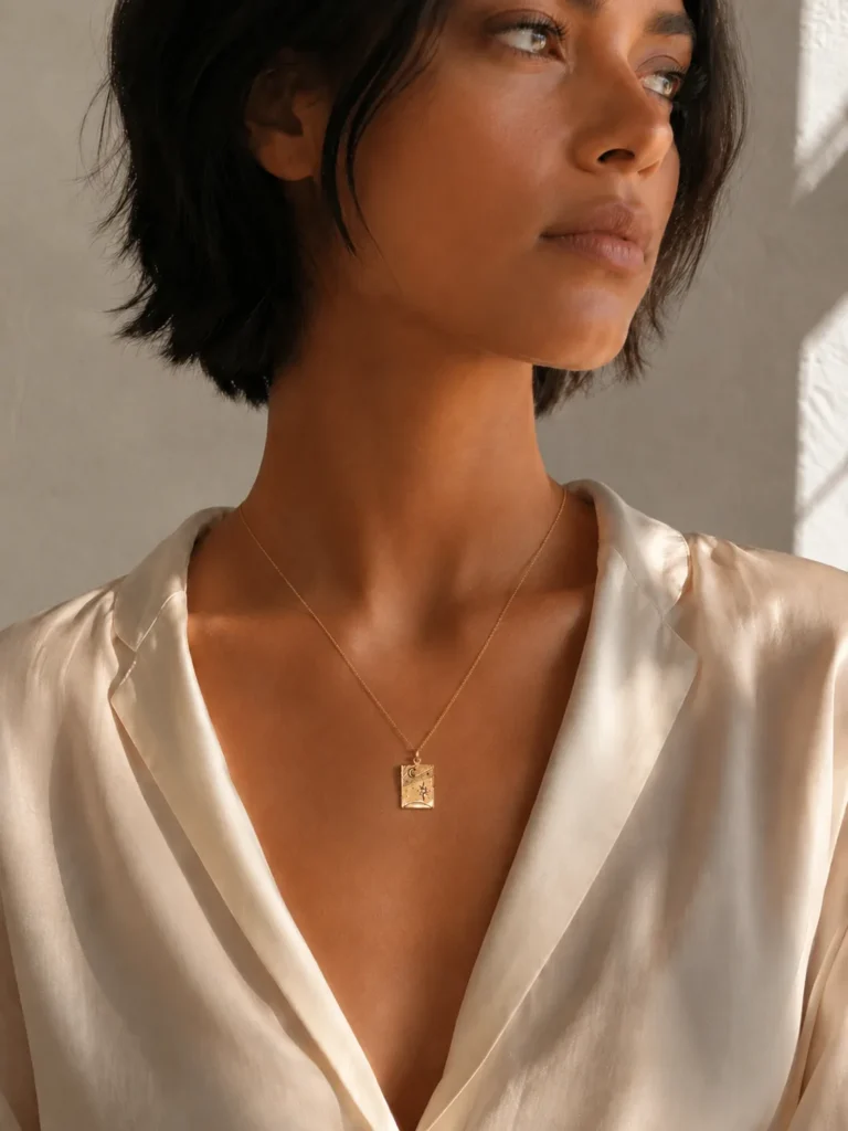 Collier en forme de livre plaqué or