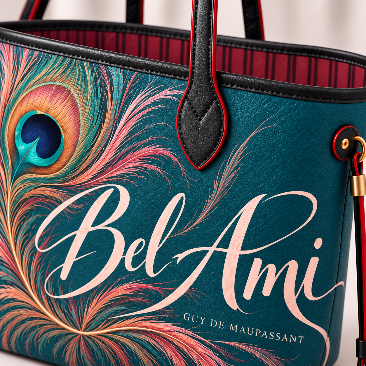 Sac cabas — Bel-Ami — Paon turquoise — détail du motif