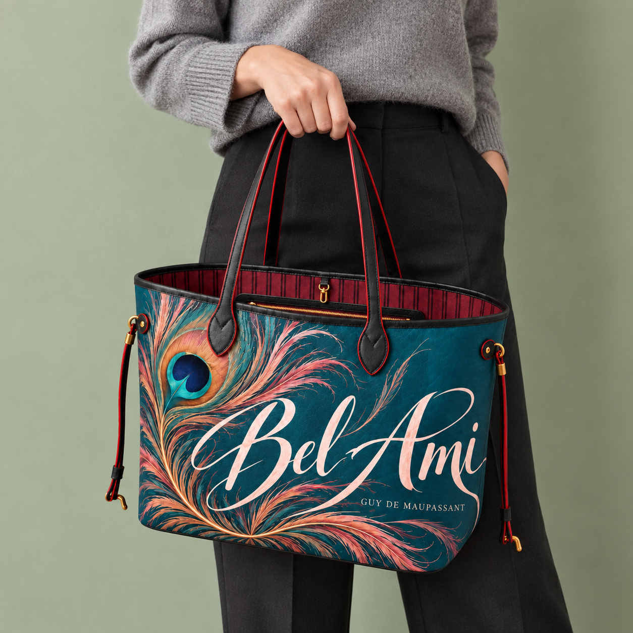 Sac cabas — Bel-Ami — Paon turquoise — en situation