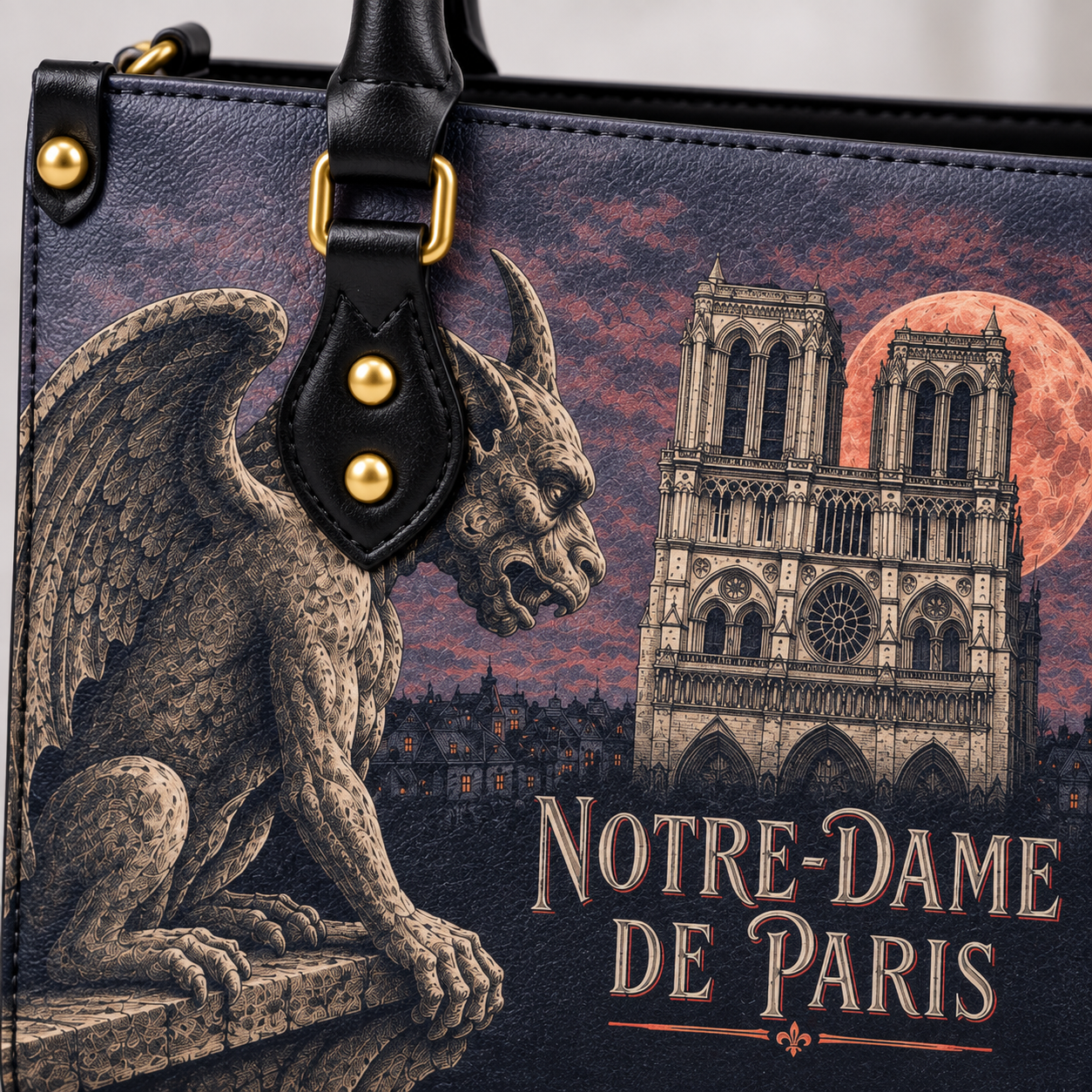Sac compact — Notre-Dame de Paris — Gargouille — détail du motif