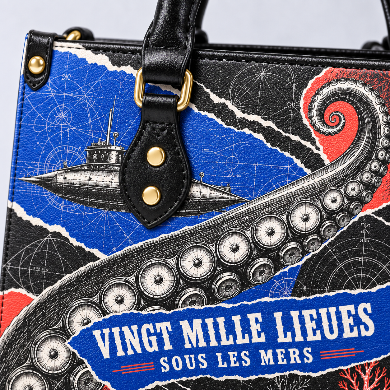 Sac compact — Vingt mille lieues — Nautilus — détail du motif
