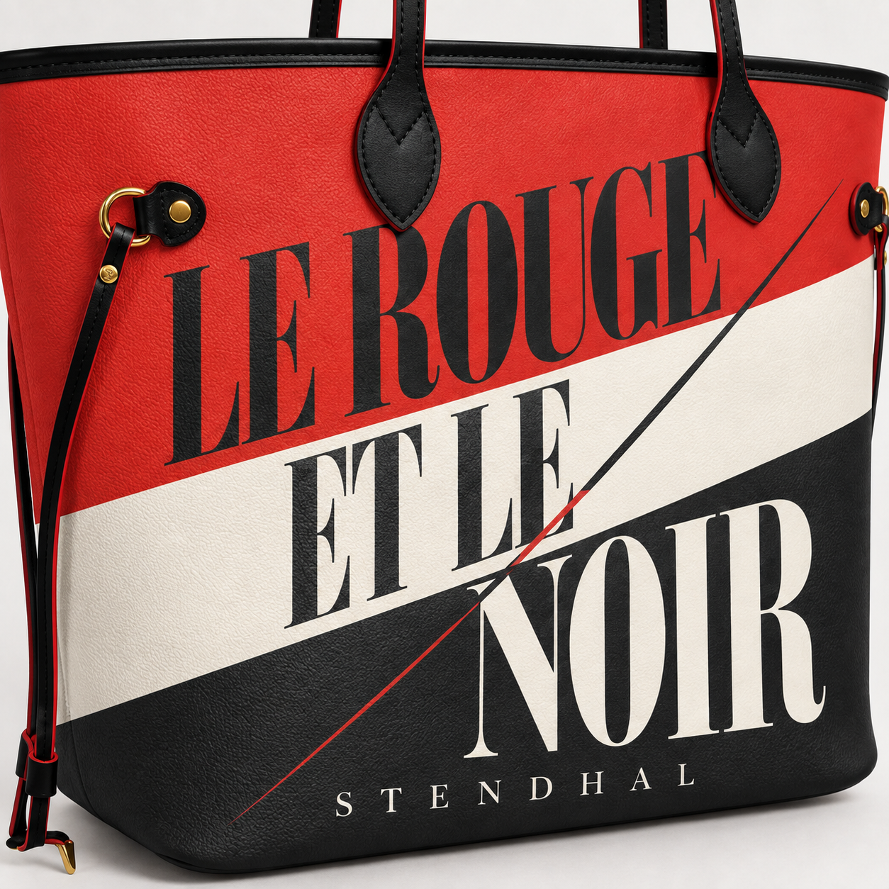 Sac cabas Le Rouge et le Noir ā dĆ©tail du motif